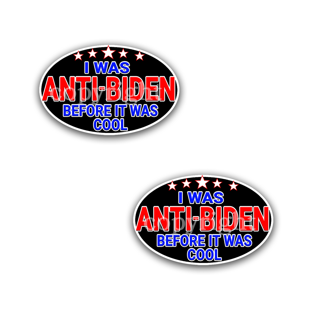 Anti Joe Biden Stickers-I-was Anti Biden Before it was cool BLK-2-Pack-S